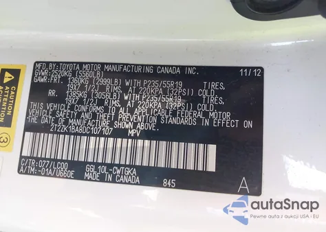 2013 Lexus Rx 350 from USA, damaged, VIN 2T2ZK1BA8DC107107